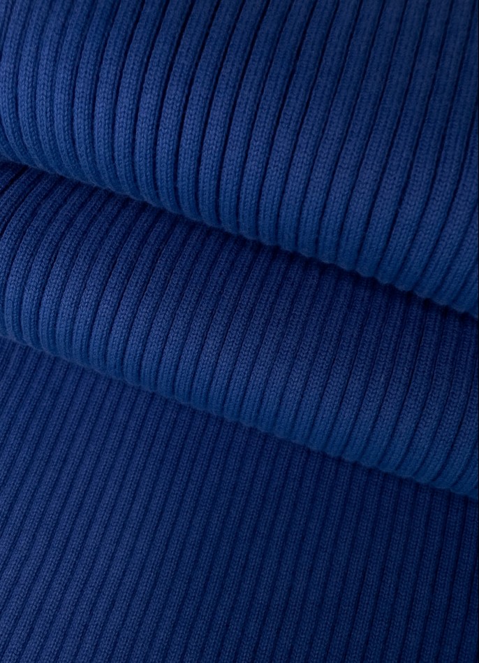 RIBBED KNIT TWIST MIDI DRESS - ROYAL BLUE